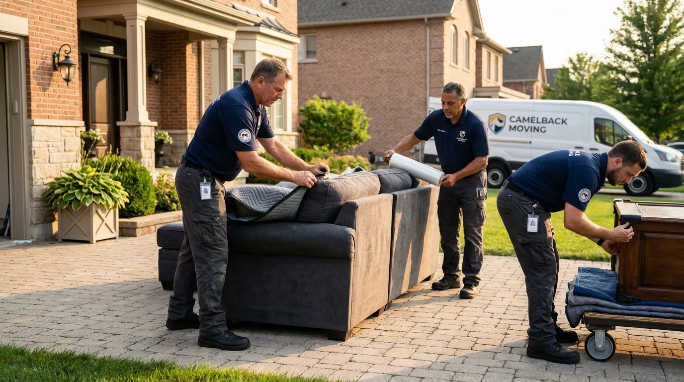 Large estate moving crew wrapping furniture in Los Indios, TX